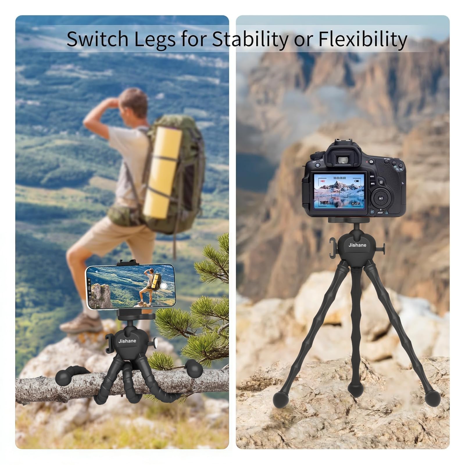 Treppiede per fotocamera e telefono con telecomando wireless