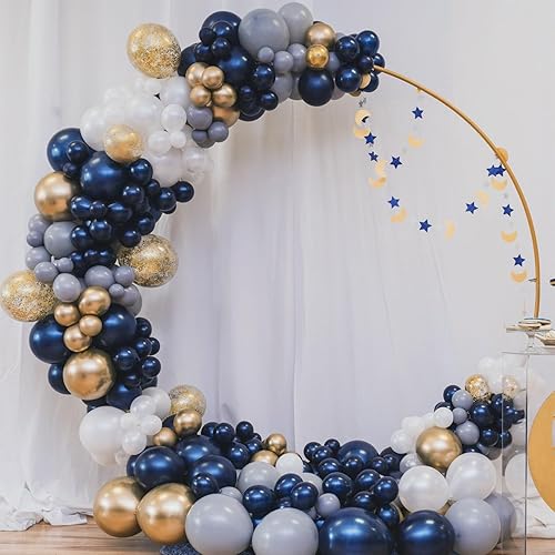 Miniatura 6 de RUBFAC Globos de color azul marino, 50 globos azul oscuro perla de 12 pulgadas, globos de látex gruesos con cinta para cumpleaños, boda, baby