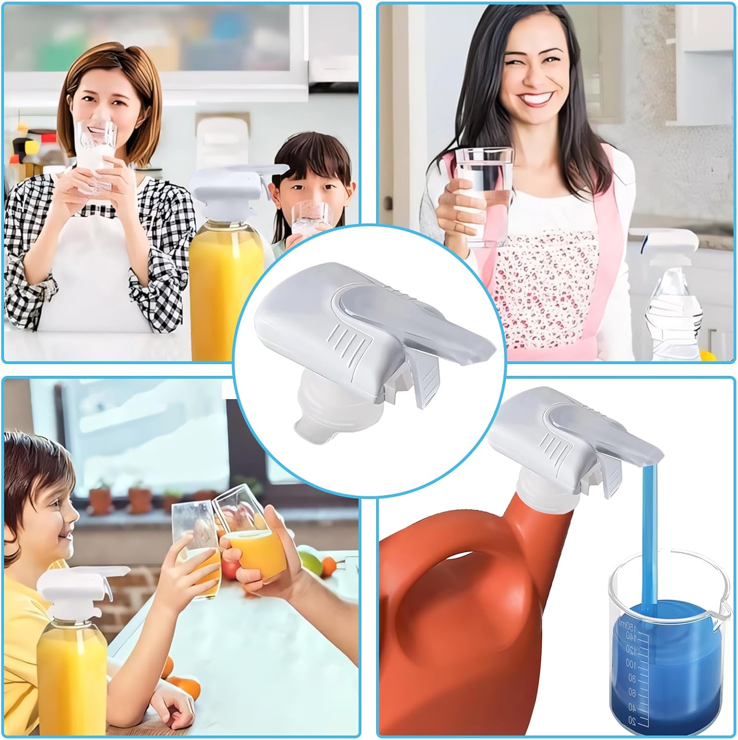 Electric Laundry Detergent Dispenser with Measuring Cup，Smart Pump for Liquid Detergent Containers,No Need to Lift and No Spillage