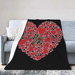 Morocco Moroccans Heart Flag Blanket Throw Blanket for Couch Sofa Plush Fleece Bed Blankets Lightweight Comfy Flannel Ultra-Soft Warm Blankets for Home Camping Travel Gift 60"X50"