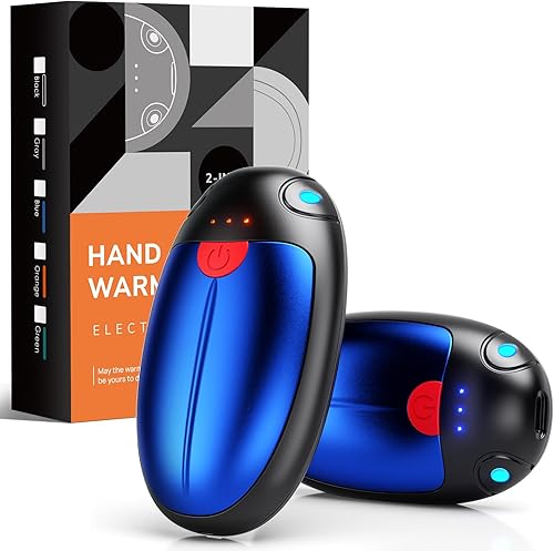 Hand Warmers Rechargeable, 2 Pack Portable Pocket Hand Warmers, 20Hrs Long Heating Double Warm Electric Handwarmers, Reusable Heater for Outdoors,
