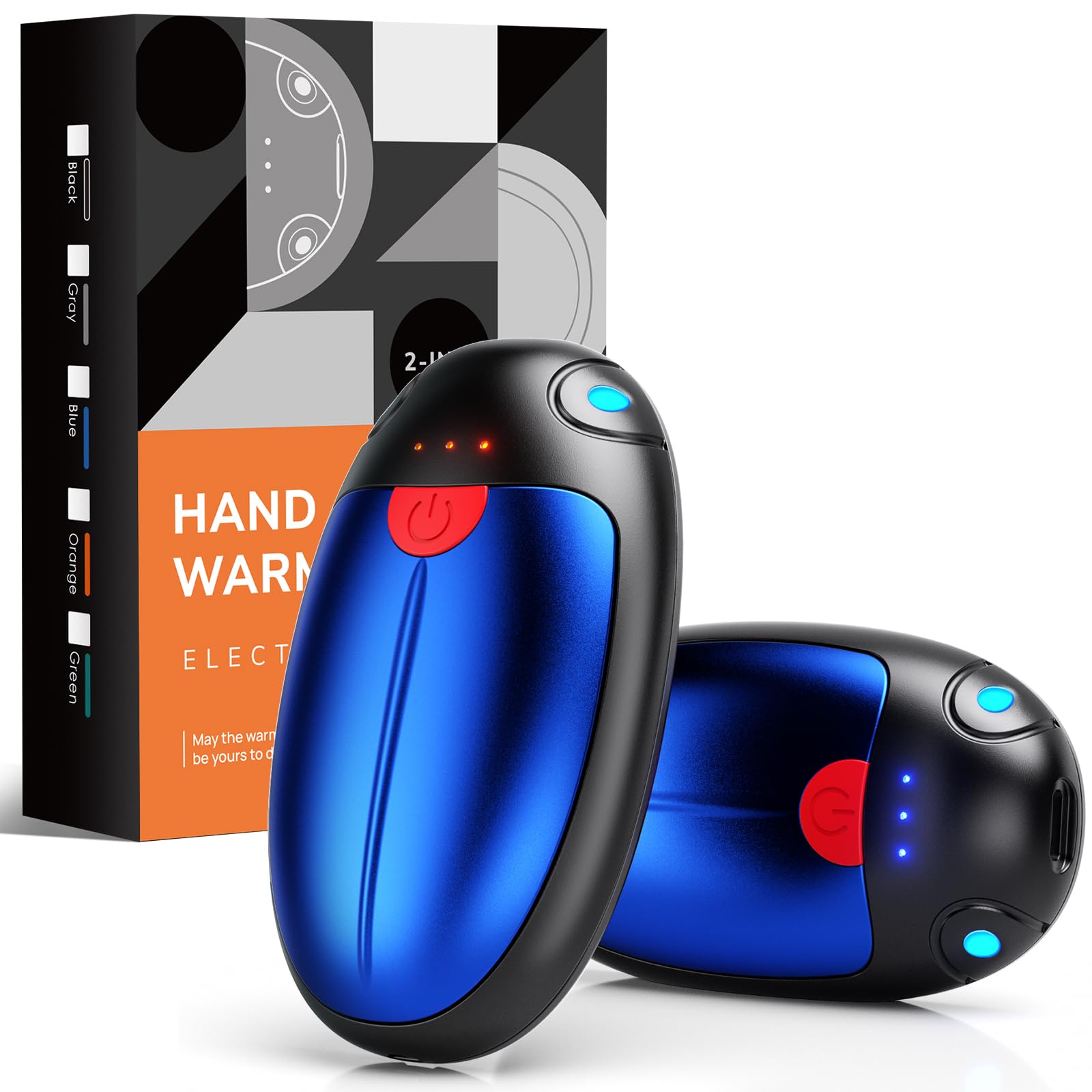 Hand Warmers Rechargeable, 2 Pack Portable Pocket Hand Warmers, 20Hrs Long Heating Double Warm Electric Handwarmers, Reusable Heater for Outdoors, Camping, Hunting, Golf, Fishing