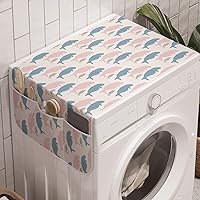Vista 23 de Ambesonne Blue Sky Washing Machine Organizer, Irregular Unreal Cloud Silhouettes Doodle Style Dreamy Pattern, Anti-slip Fabric Cover for Washers and