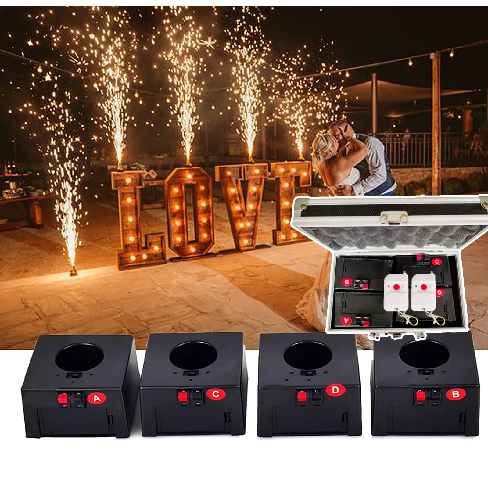 Sistema De Control Remoto InaláMbrico De 4 Canales, Receptor De Pirotecnia En FríO, Fuente De Chispas, MáQuina De Fuegos Artificiales En FríO, para Escenario De Bodas / 4 Piezas