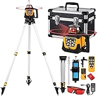 LotaTools Self-Leveling Rotary Laser Level Kit - 2000ft Range, ±1/8" Accuracy, IP66 Waterproof, Tripod & Grade Rod Included