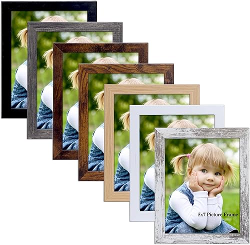 Miniatura 2 de PETAFLOP Paquete de 7 portarretratos de madera de 5 x 78 x 10 pulgadas en paquete multicolor