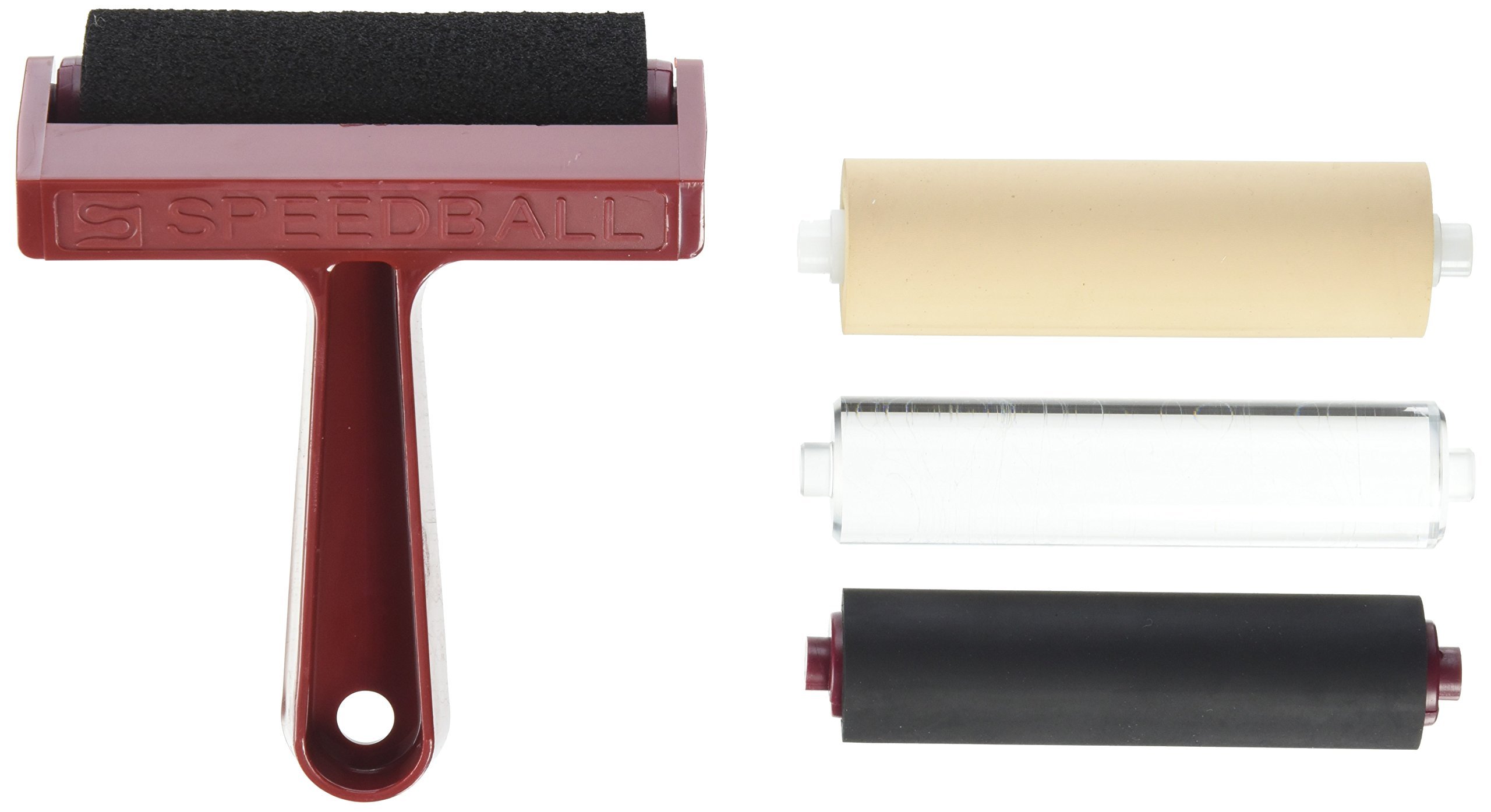 Speedball Pop-in 4 Roller Brayer Kit - Foam, Rubber, Hard & Acrylic Rollers For Printmaking & Crafts