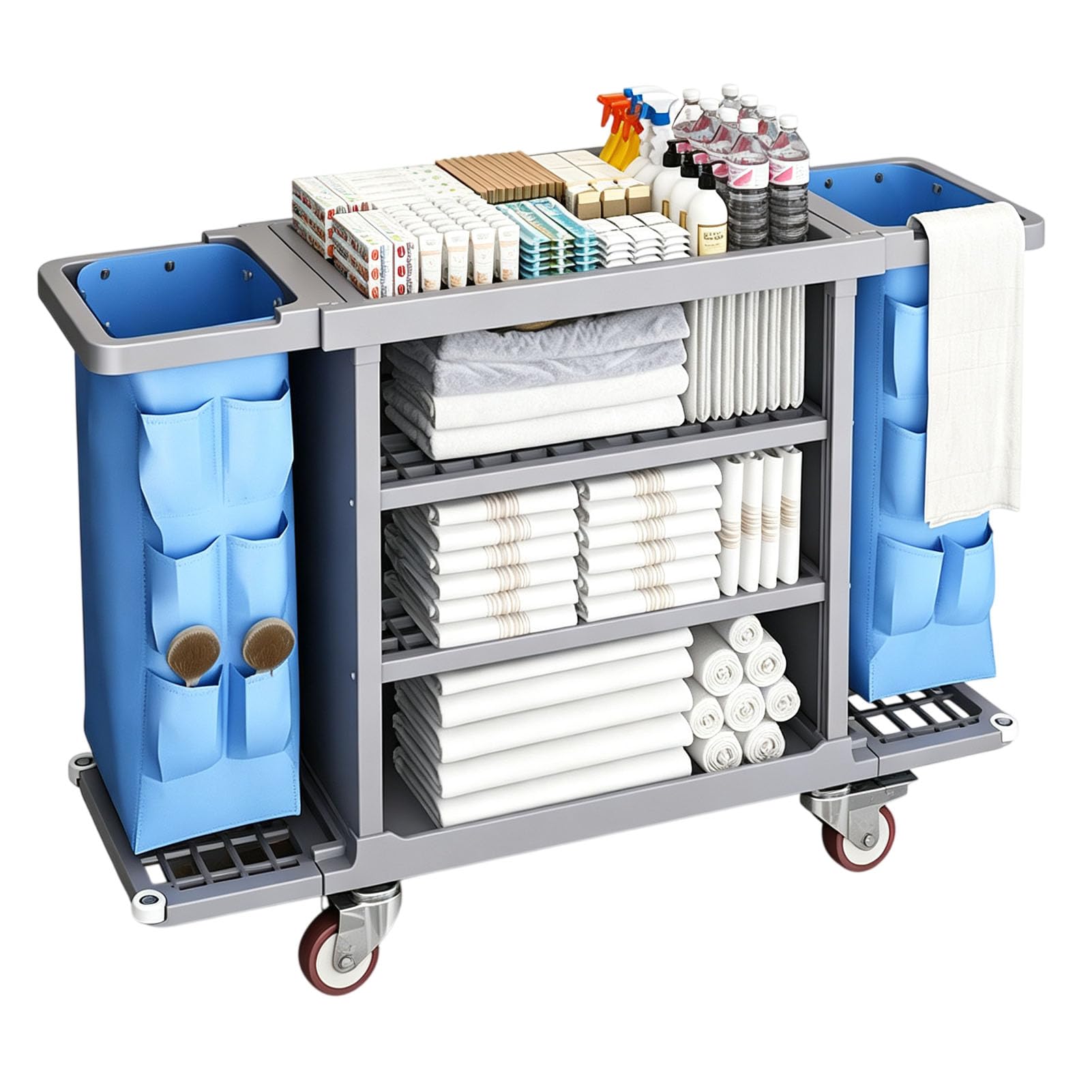 Vttui Hotel Linen Cart, Commercial Cleaning Trolley