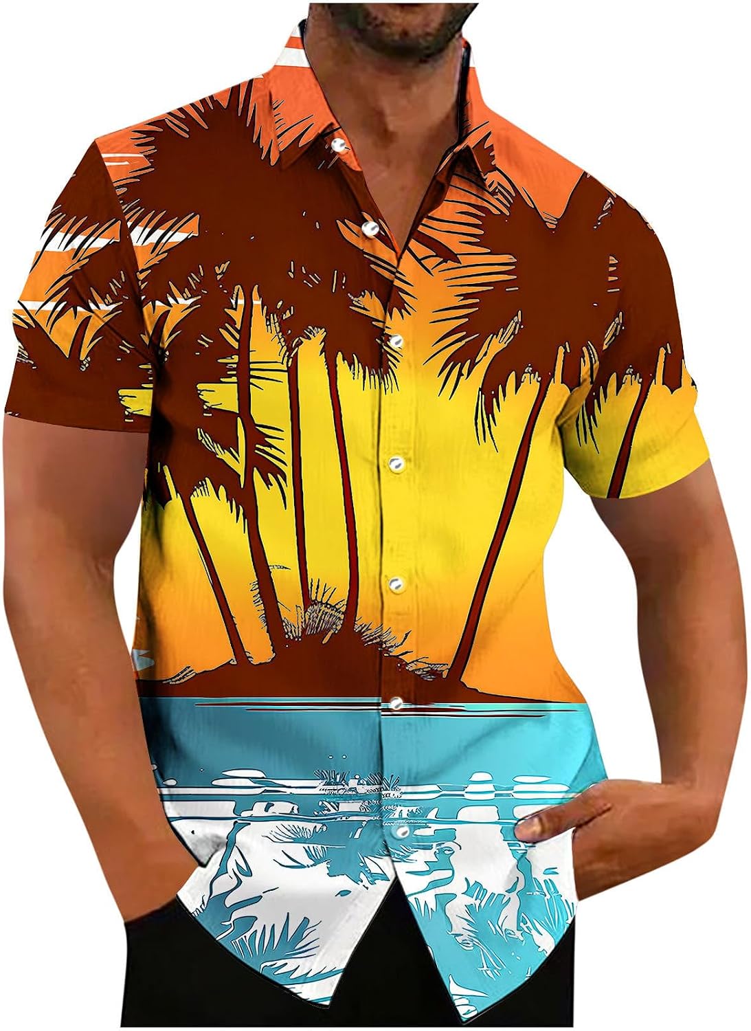 Hawaiian Shirt for Men Short Sleeve Button Down Shirts Casual Summer Tropical Beach Tops Hawaii Party Outfits