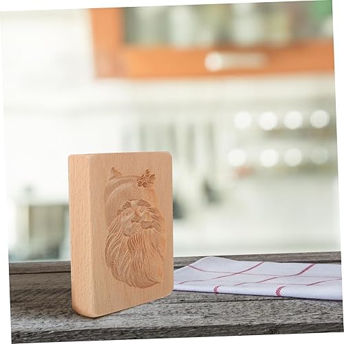 Miniatura 7 de Didiseaon Molde de galletas de madera para galletas de madera para pastel de Papá Noel, moldes de vacaciones, sello de galletas talladas, utensilios