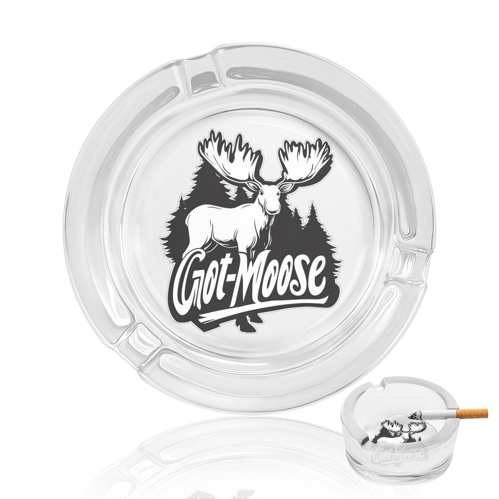 Got Moose Ashtray Portable Round Glass Outdoor Ash Tray for Home Office Garden Pub