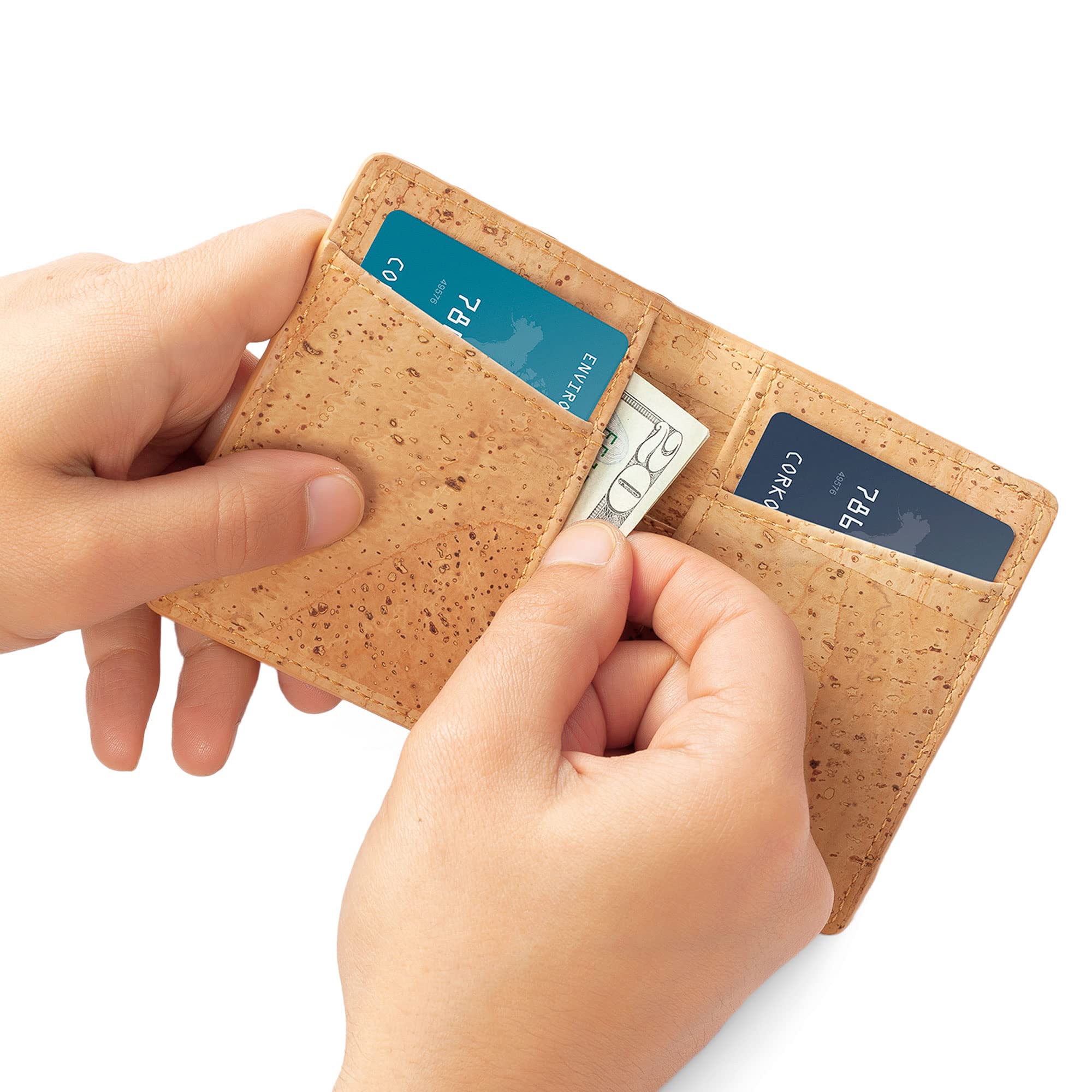 Corkor Cork RFID Slim Wallet – Men’s Wallet - RFID Blocking - Vegan Leather – Cruelty Free – Eco Friendly - Light Brown