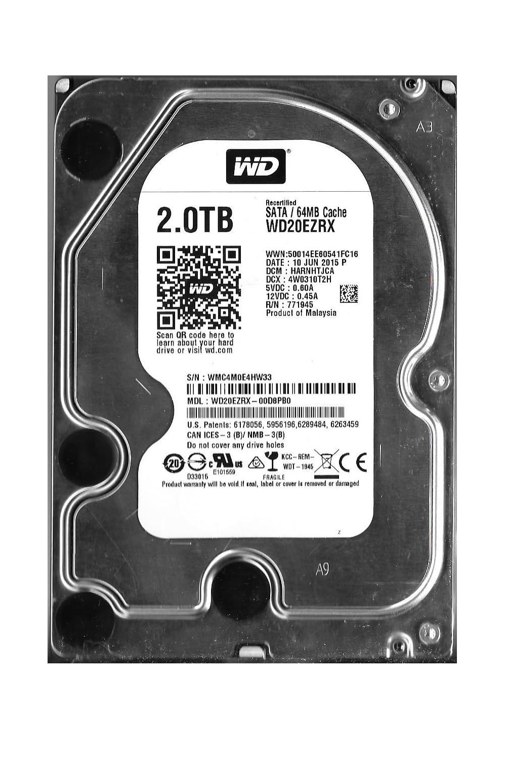 WESTERN DIGITAL Disque dur interne Caviar Green WD20EARX 3.5