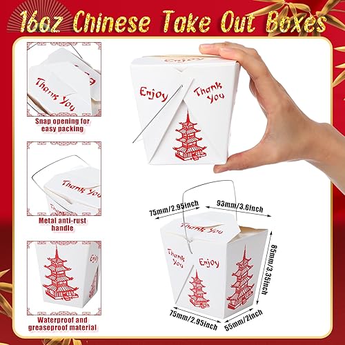 Miniatura 2 de Nitial 150 cajas chinas para llevar, pagoda, contenedor de alimentos, contenedores chinos desechables, cajas de comida para picnic, restaurantes,