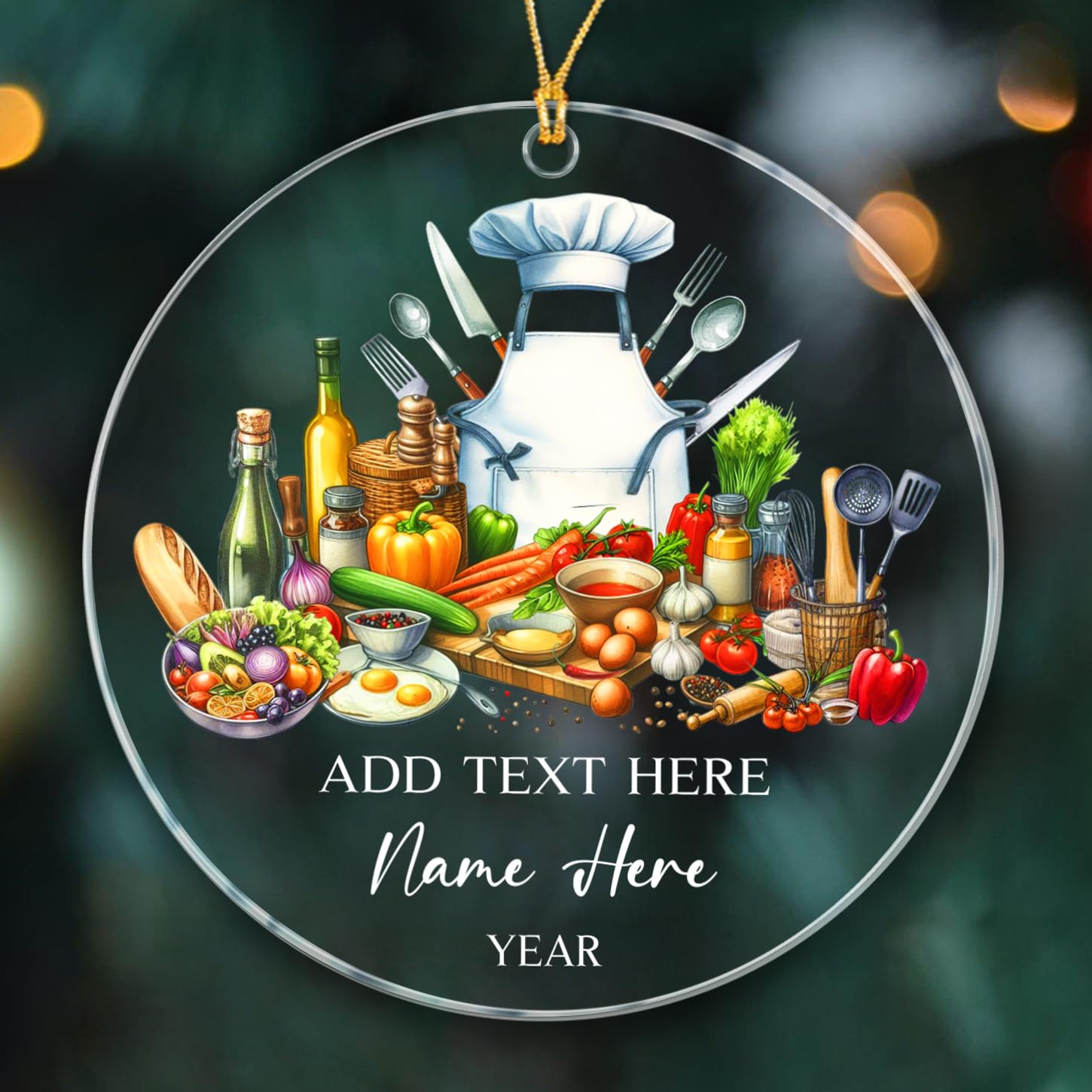 Personalized Chef Christmas Ornaments 2026, Master Chef Ornament Gift for Men Women, Customized Text/Year & Name Santa's Favorite Chef Christmas