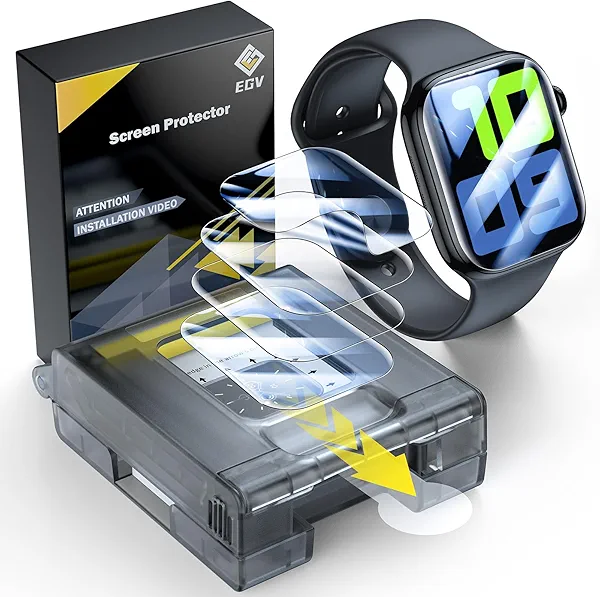 EGV 4 Pack for Apple Watch Series 11 Screen Protector 46mm [Auto Install Box] [0 Bubbles] HD Ultra-thin Soft TPU Film for 46mm Apple Watch Series 10 Screen Protector, Anti-Scratch Max Coverage