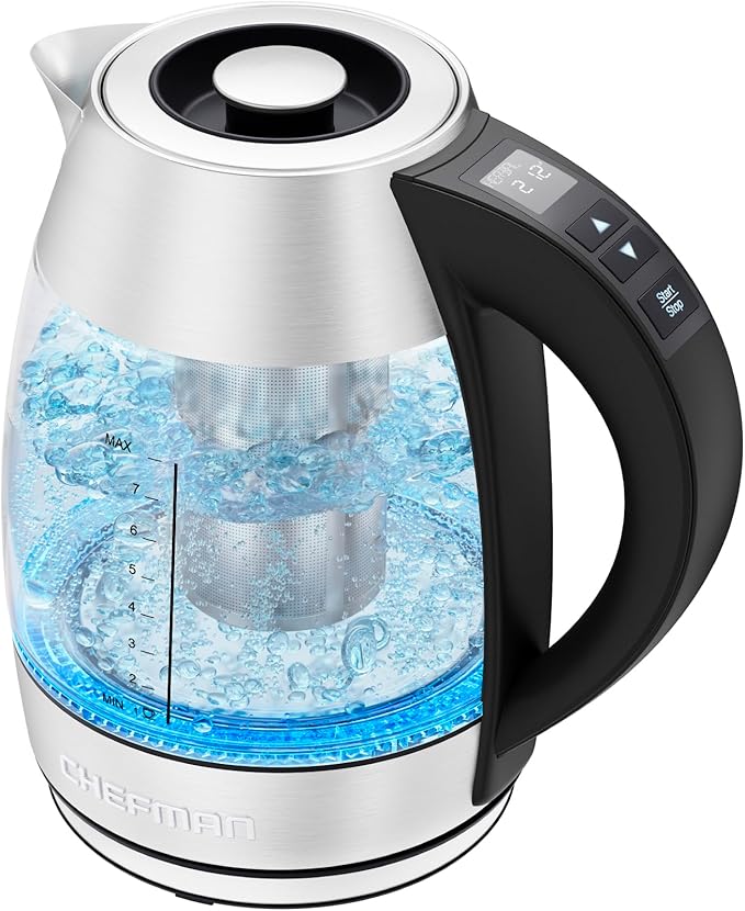 Chefman 1.8L Hot Water Electric Kettle Temperature Control, Stainless