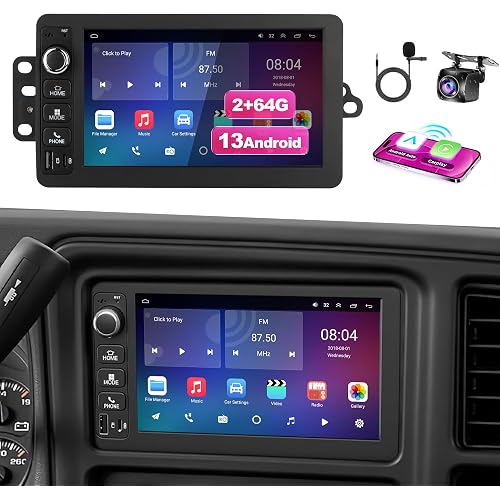 7" Car Radio for Cadillac Escalade 03-06,for Chevy Avalanche 03-06,Colorado 03-12,Express 03-07 Physical Button Style Android 13 Stereo w/CarPlay Android Auto,4+64G GPS Bluetooth Backup Camera SWC