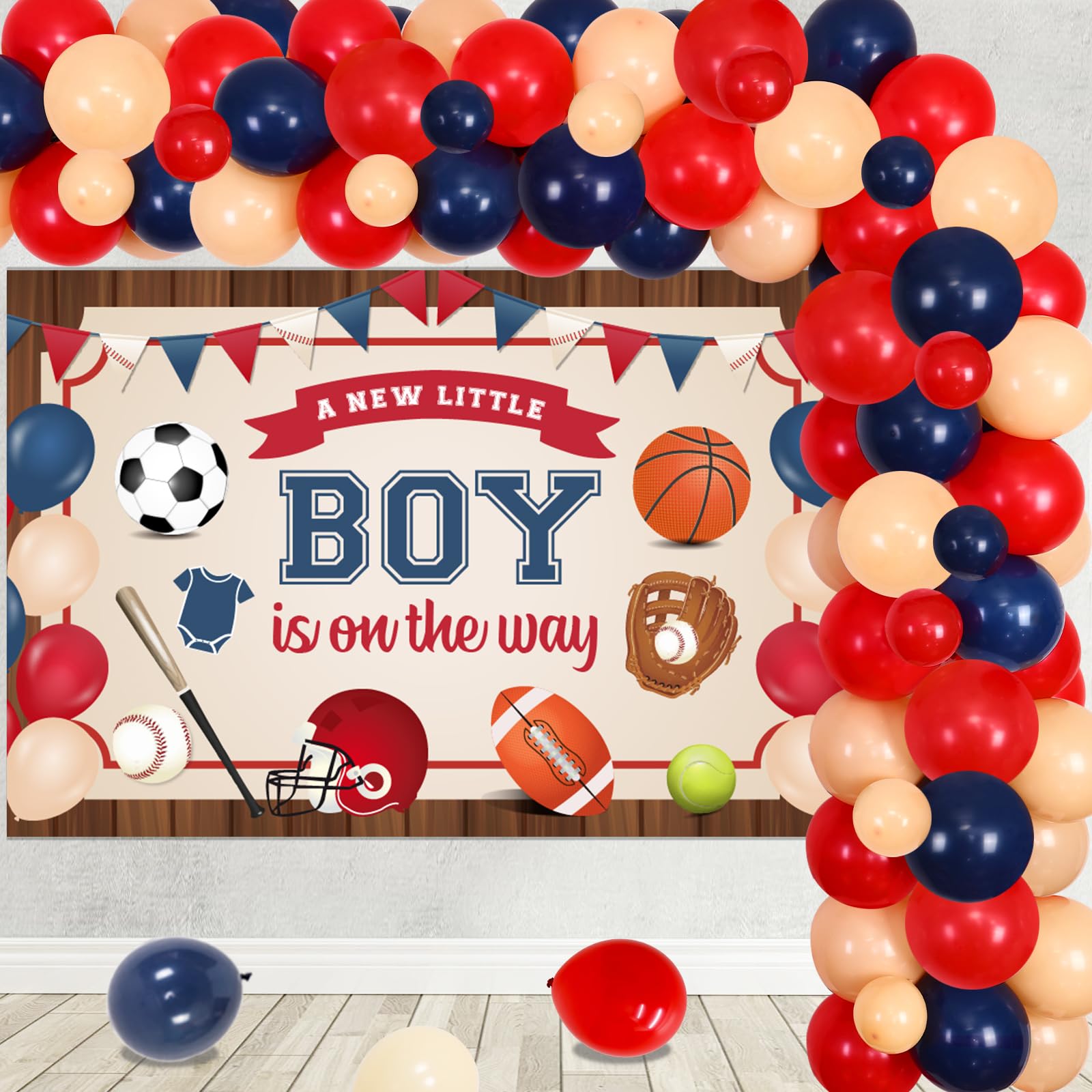 Snapklik.com : Sport Baby Shower Decorations For Boy - Red And Blue Balloon  Garland Arch, image size:1600x1600