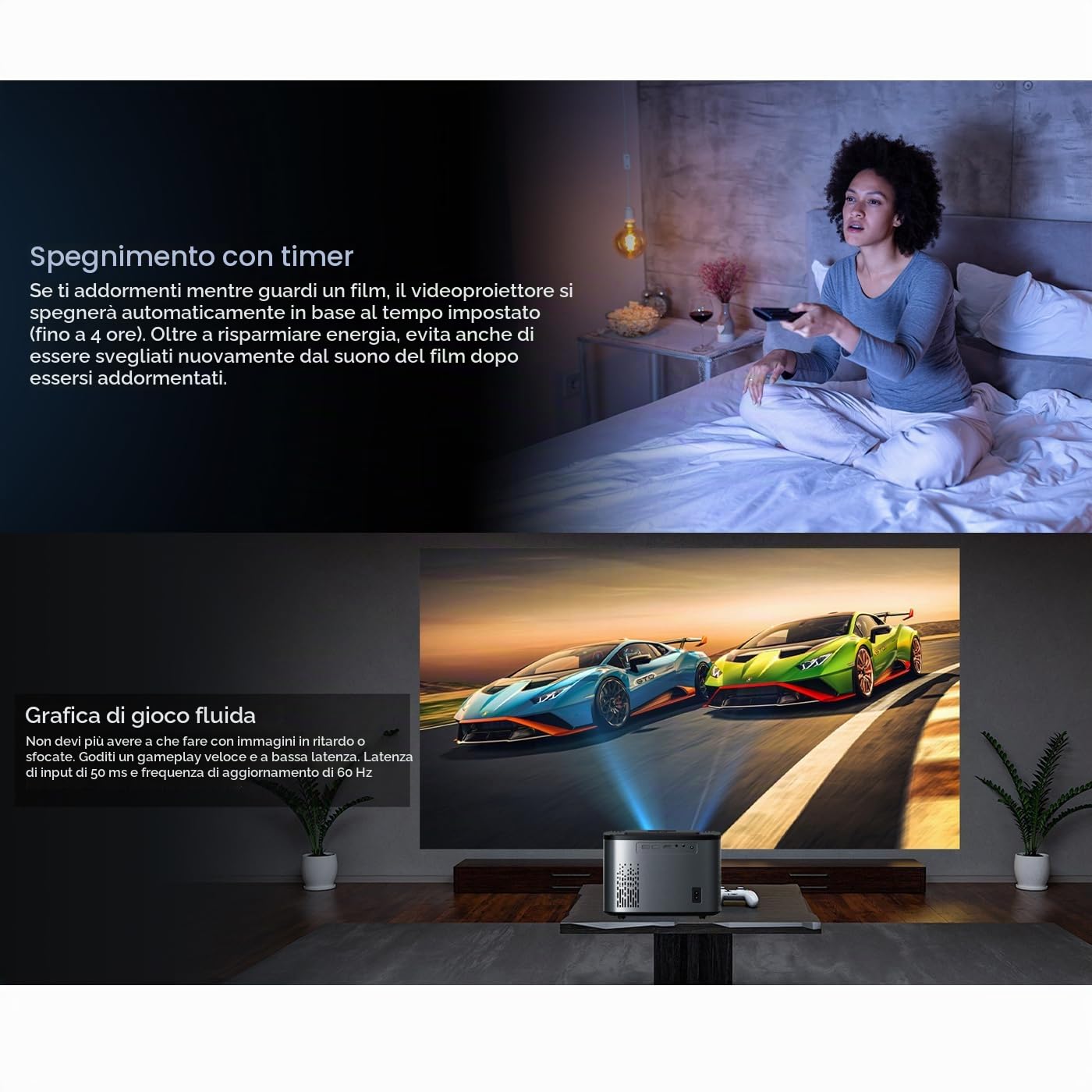 Dangbei Atom Proiettore Portatile 4K Full HD 1080P WiFi Bluetooth, Connettività Versatile, Proiettore con Raggio Visivo