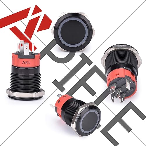 Miniatura 3 de Interruptor de botón Apiele GQ19F-11EZ de 19mm, con anillo LED 1NO1NC