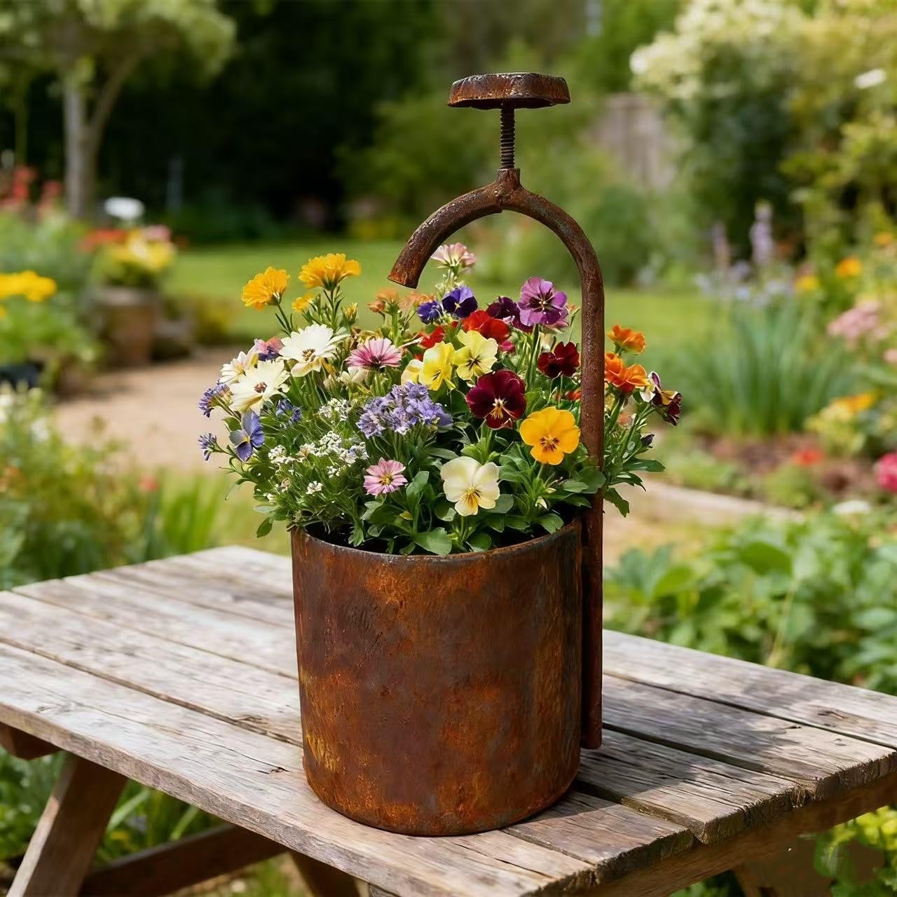 Wasserhahn aus Edelrost zum Bepflanzen Dekorieren Außenwasserhahn in Rostoptik 30 x 14 x 14 cm Rost Pflanzschale Blumentopf Windlicht Gartendeko Rostdeko (Wasserhahn)