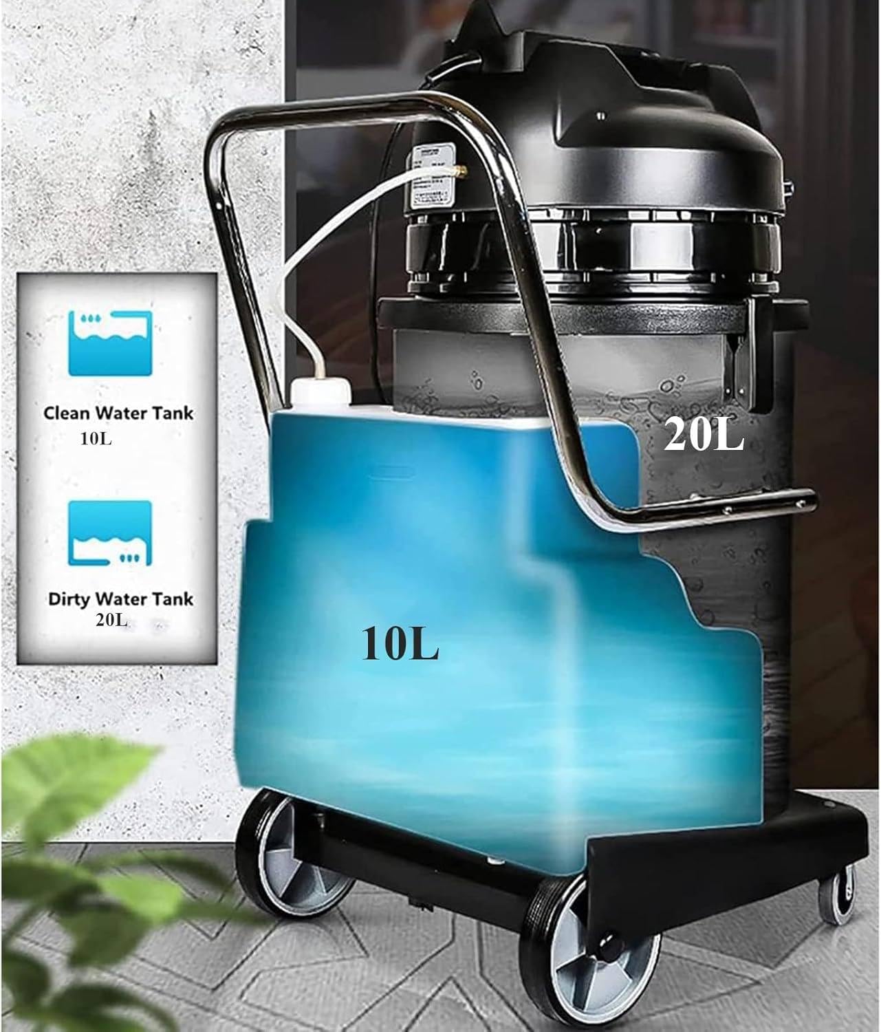 Qiang Aspirapolvere 3 in 1 per Tappeti e Divani, Serbatoio 20L/30L/40L/60L, Aspirazione Liquidi e Solidi, Acciaio Inox,7 Testine di Aspirazione,per Casa, Commerciale, Hotel e Autolavaggi 20L