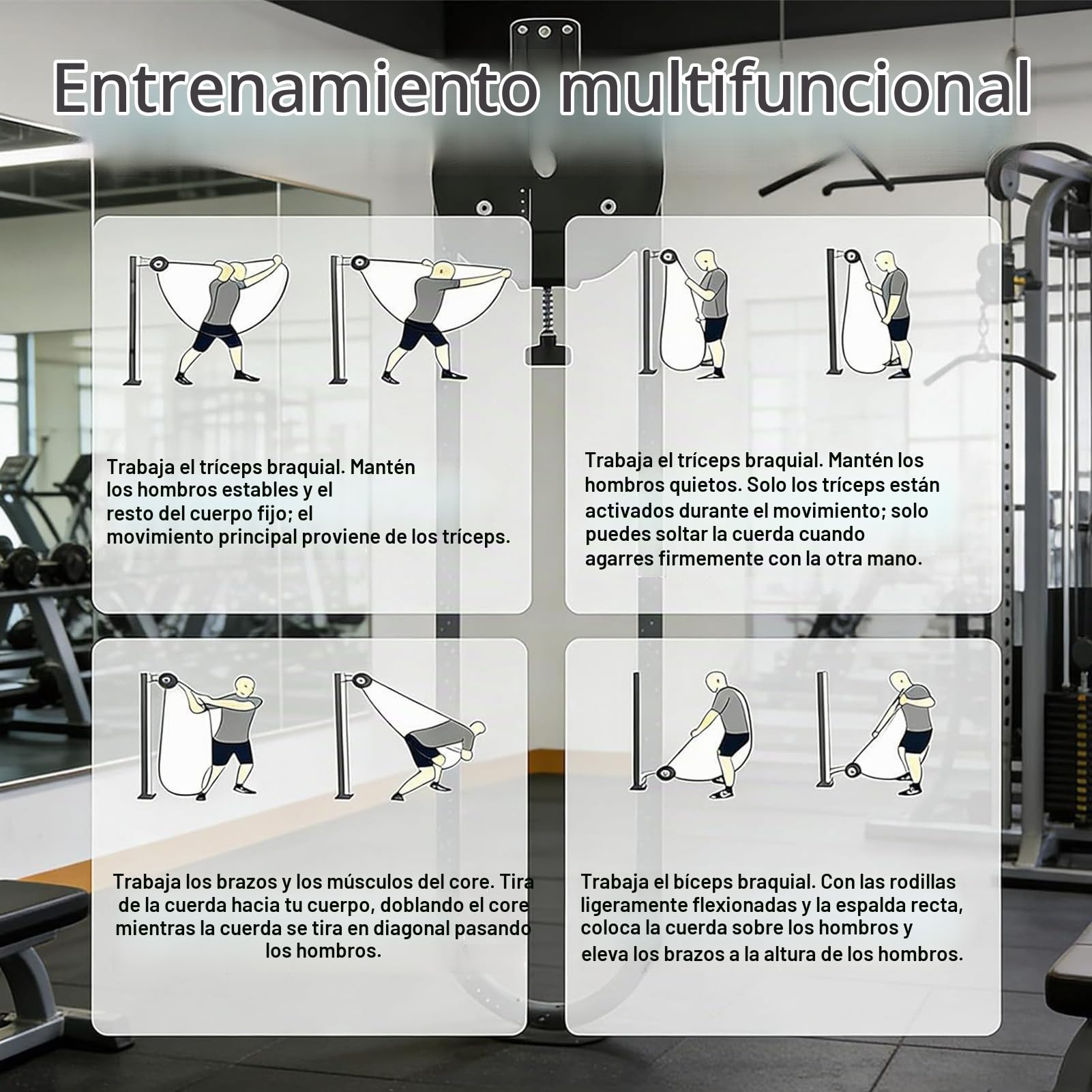 Máquina De Entrenamiento De Resistencia, Entrenador De Cuerda Sin Fin For Gym En Casa, Endless Rope Trainer, Sistema De Poleas De Cable Portátil, para Entrenamiento De Cuerpo Completo