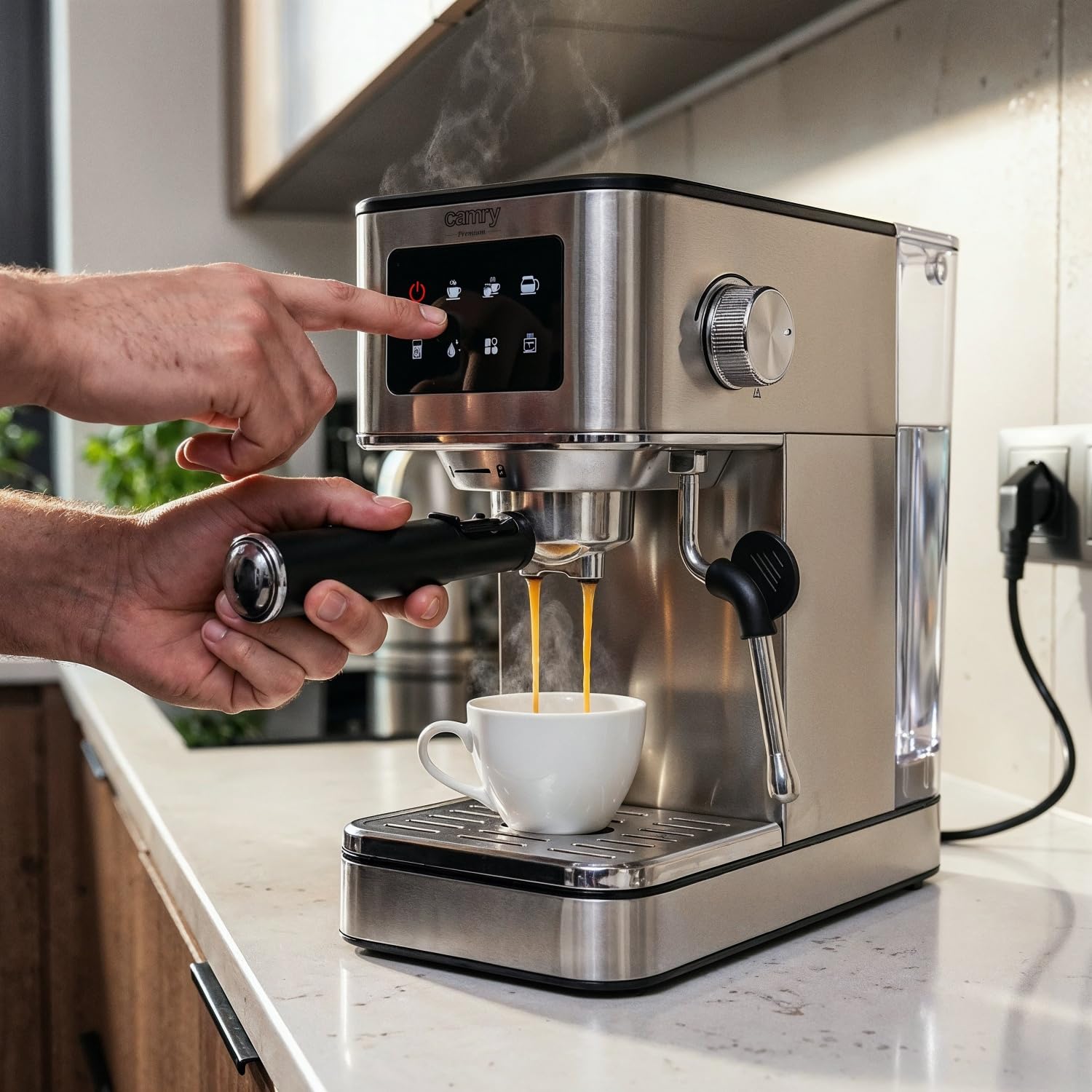 CAMRY CR 4389 Espressomaschine 7-in-1 – Milchaufschäumer, 1,7-l-Wassertank