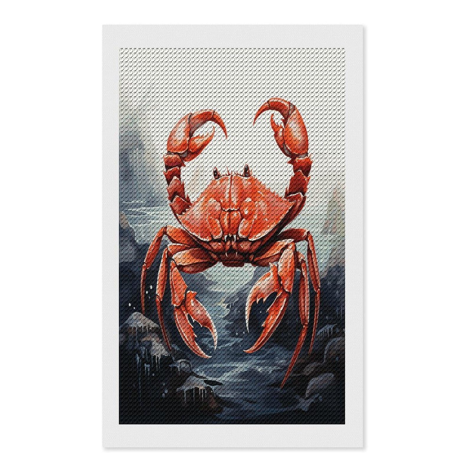 FekiLoot Red Crab Sea Diamond Art Kits for Adults Diamond Painting Kits for Beginners DIY Diamond Art Kits Round Full Drill Diamond Dot Gem Painting for Home Wall Decor Gift 12"x20"