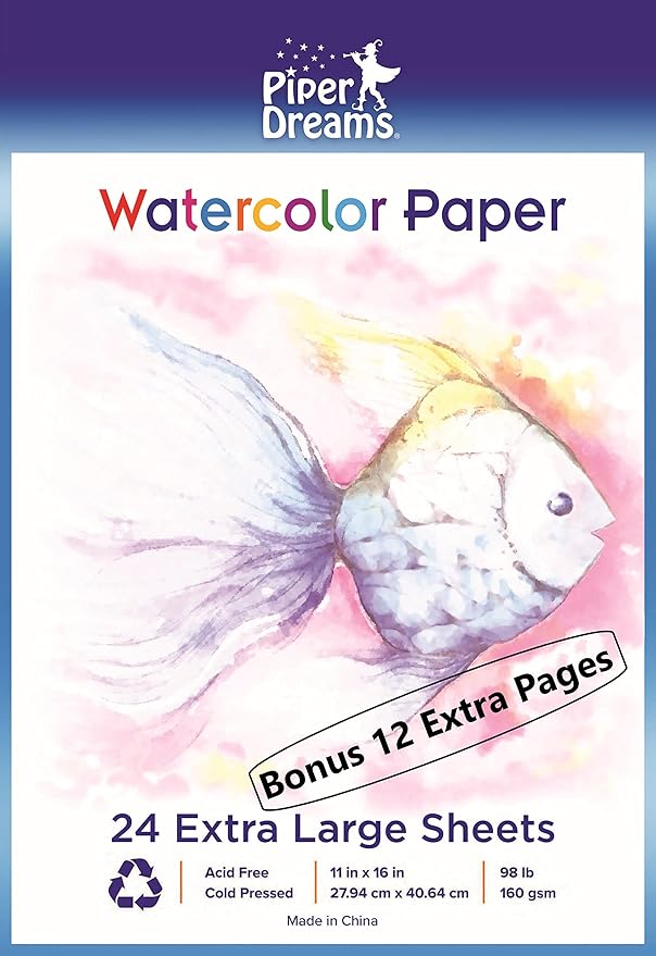 1 Pack Total of 36 Sheets of Watercolor Paper (11" x 16