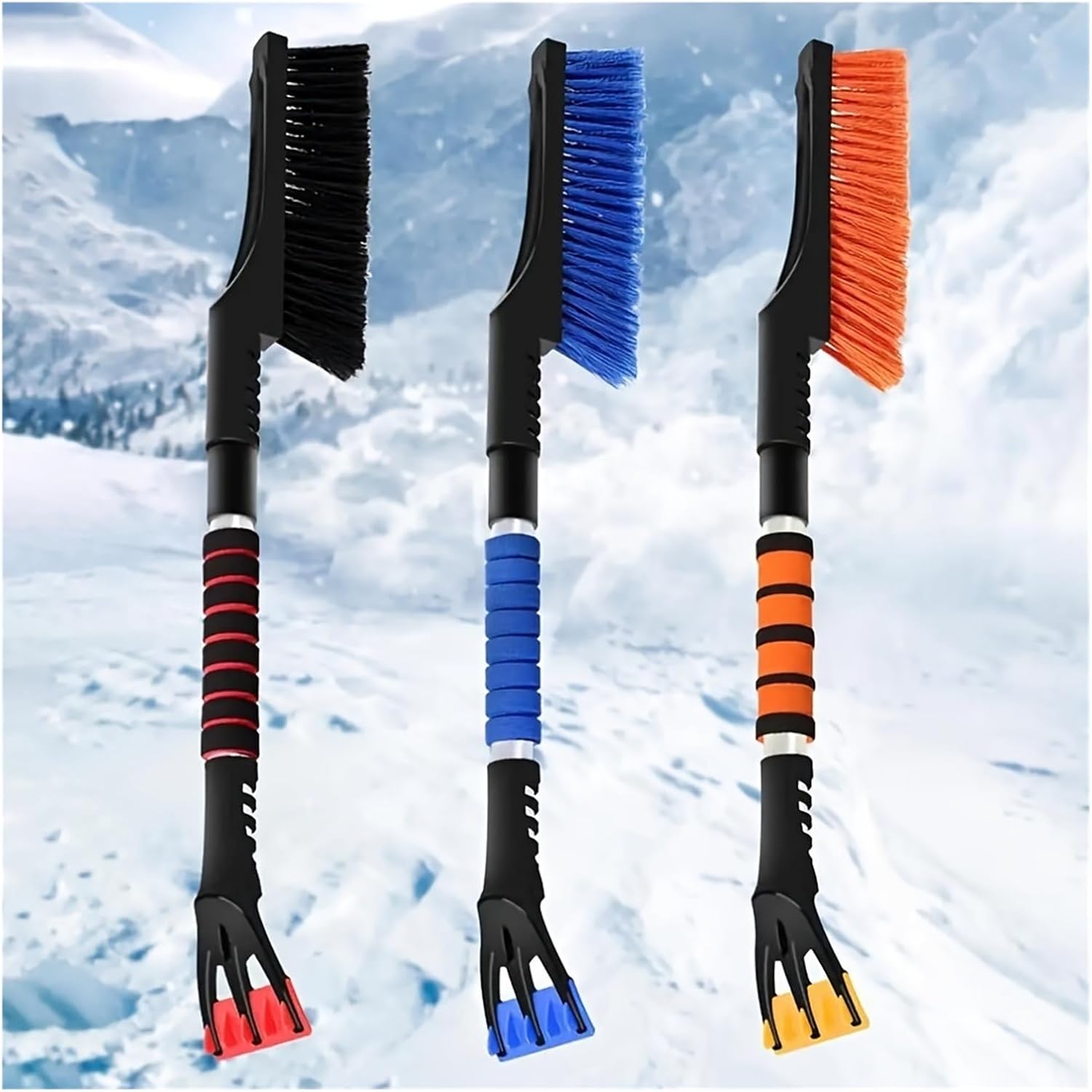 Portable Car Truck Snow Brush with Ice Scraper - Winter Snow Ice Remover Kit with Paint Aluminum Rod(C)