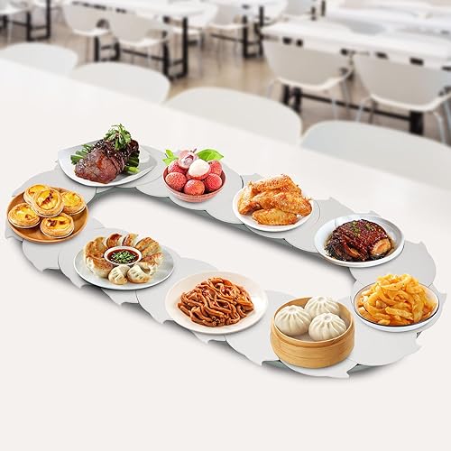 Miniatura 2 de Fetcoi Tocadiscos giratorios de 360 para fiestas, giratorio manual, ajustable, mesa giratoria de alimentos, tren de servicio de alimentos, mesa de