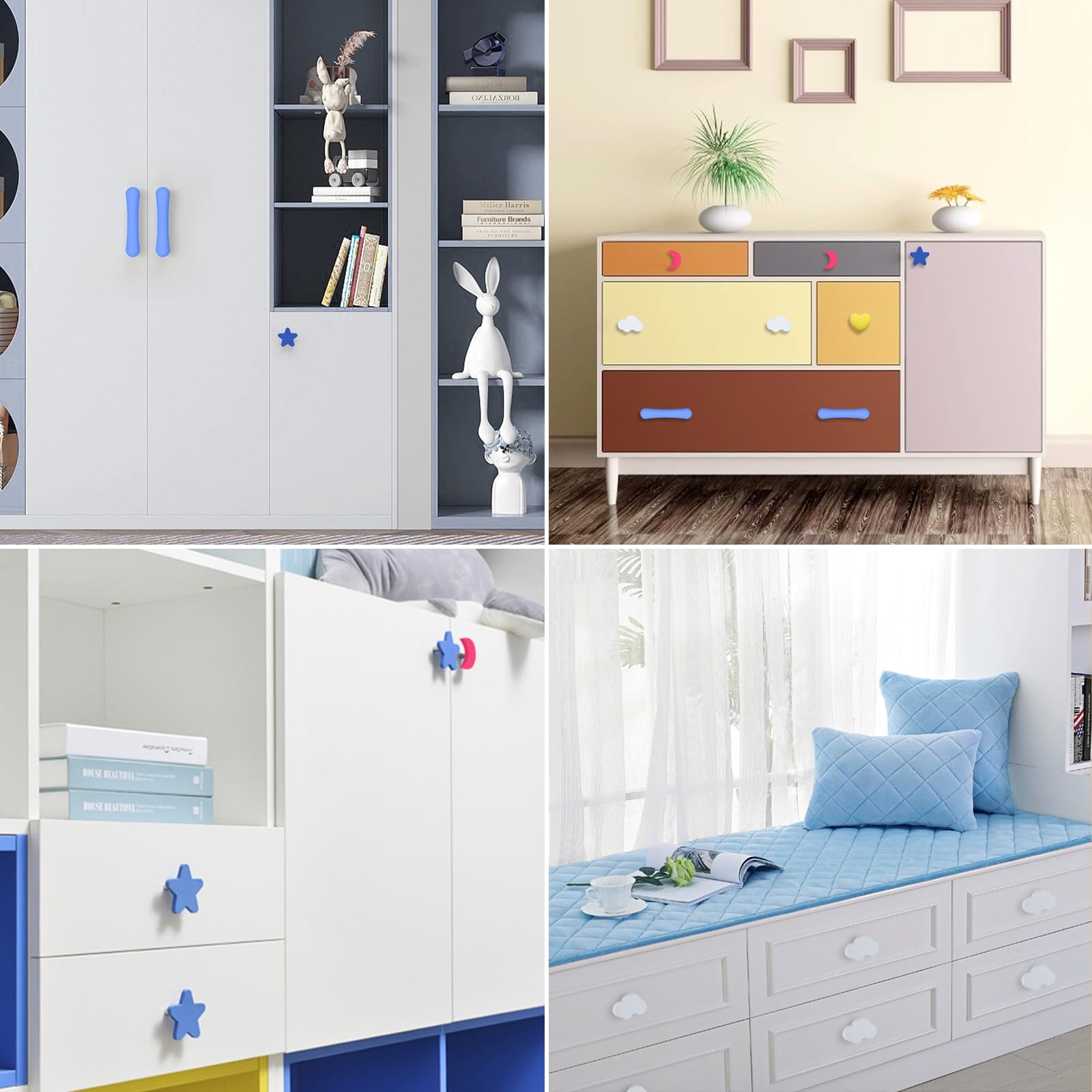 Manopole dei Cassetti per Bambini, 10 Pezzi Pomelli per Mobili in Gomma morbida Maniglia per Armadio con Viti Adatto per Armadi Cassetti porte di Camere da Letto e Cucine