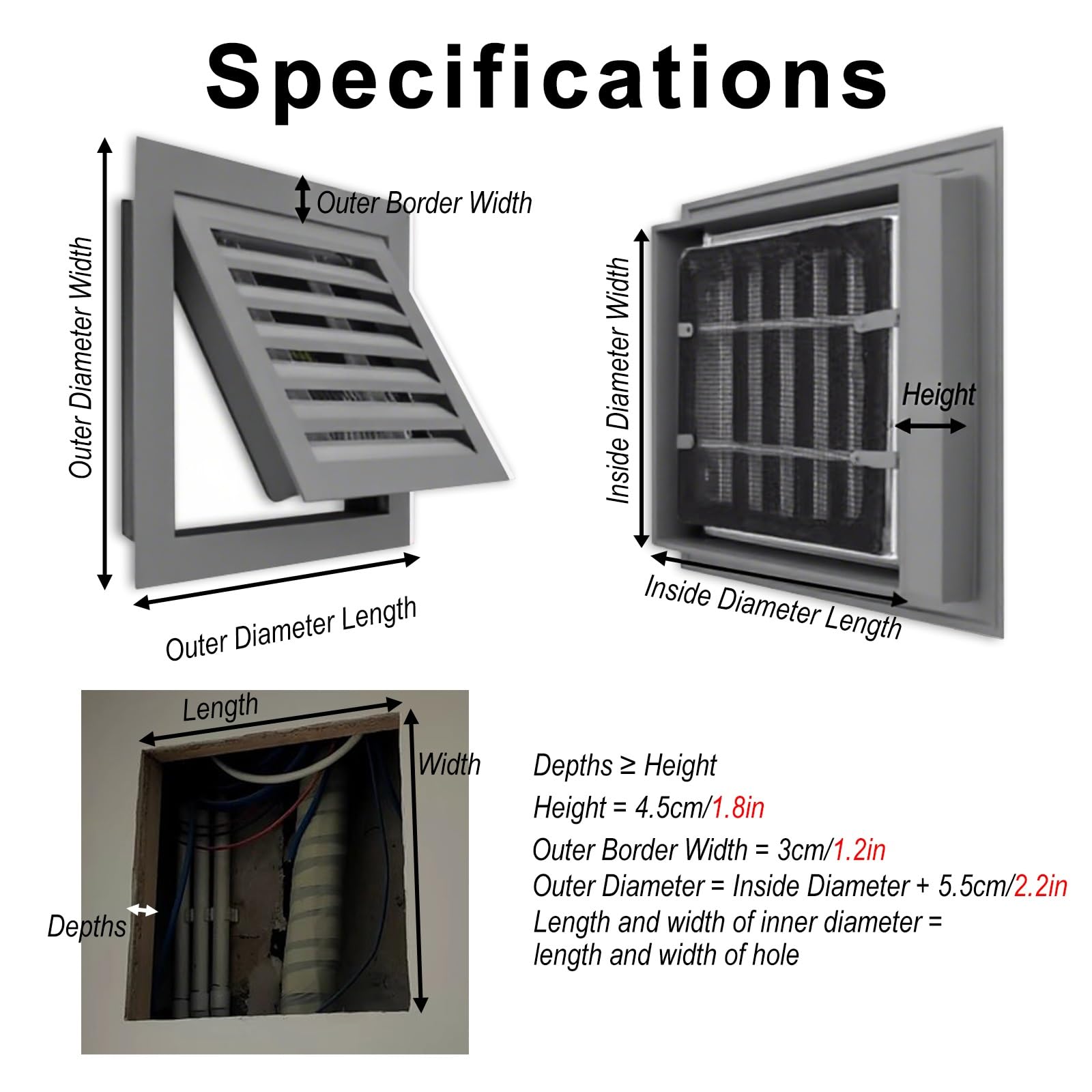 Panel de acceso de aluminio con rejilla de filtro para rejillas de ventilación de gas, fácil instalación, diseño impermeable, 19.7 x 33.5 pulgadas, resistente a la corrosión, construcción duradera