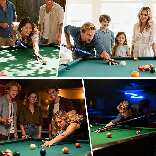 Miniatura 7 de Taco de piscina de fibra de carbono de 58 pulgadas profesional para adultos, tecnología de carbono completo, baja desviación, taco de billar con