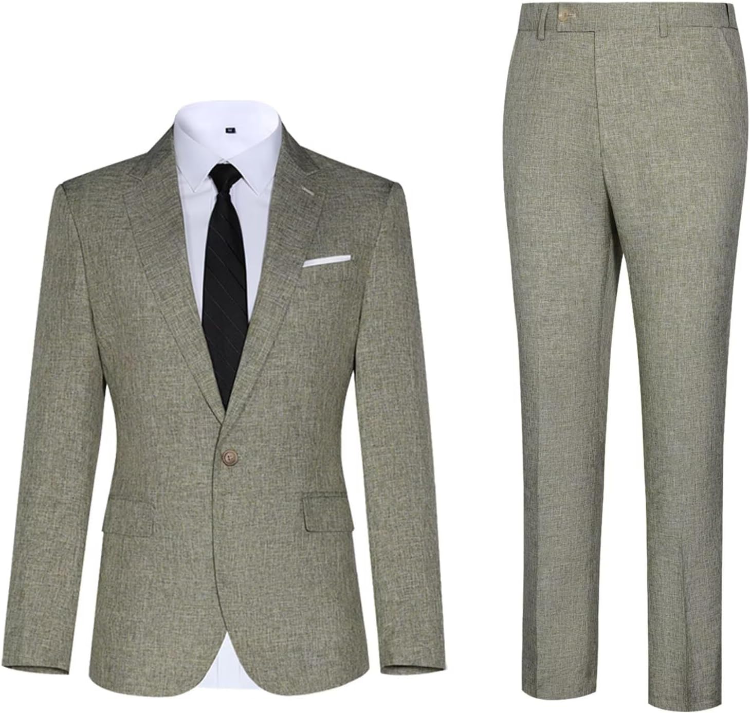 Mens 3 Piece Slim Fit Suit Set Breathable Mens Formal Outfit for Wedding Office Business Party Blazer Pants