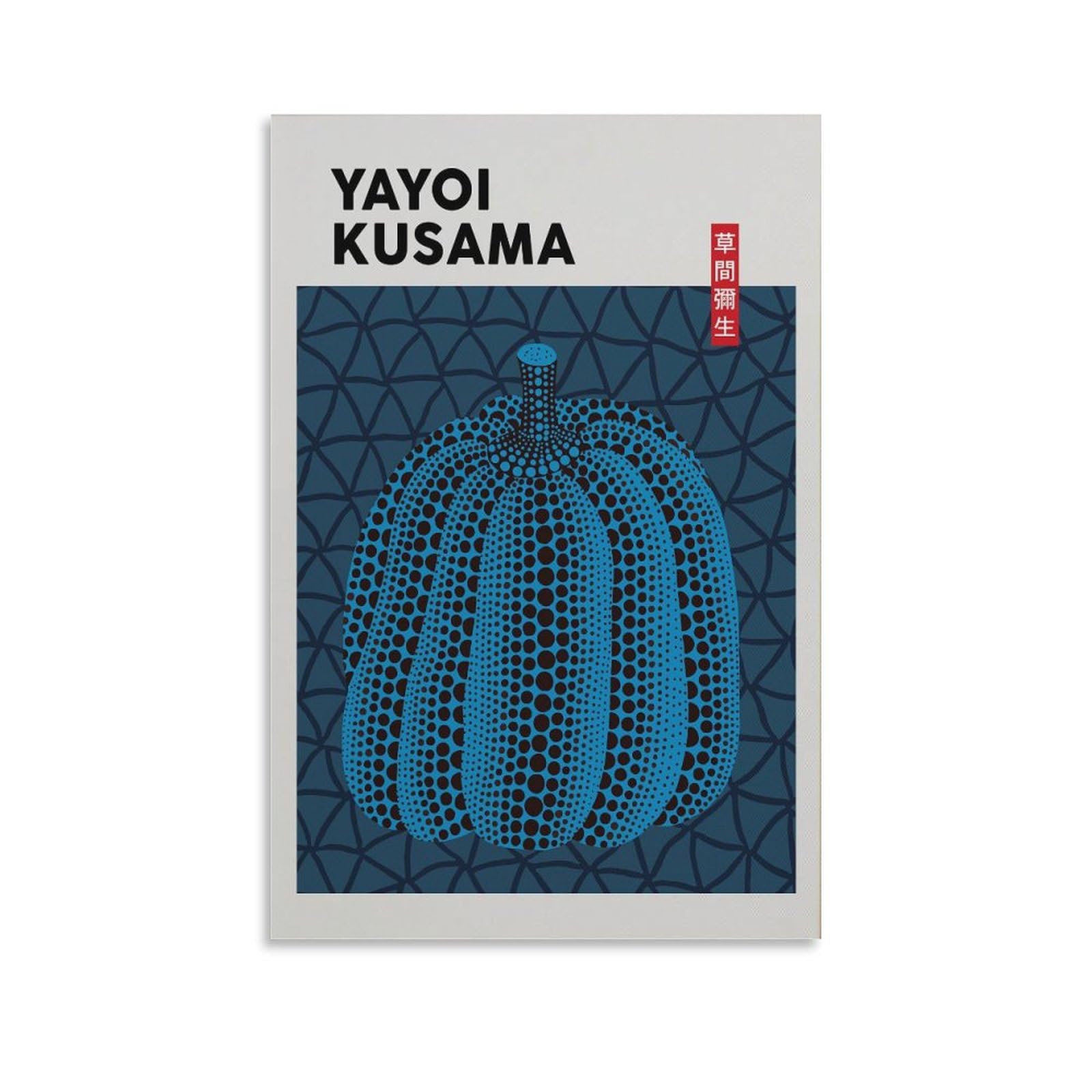 Lzten Unframe Yayoi Kusama Pumpkin Print Blue Decor Kusama Dots Japanese Contemporary Art Exhibition Poster Modern 20X30inch(50X75cm)