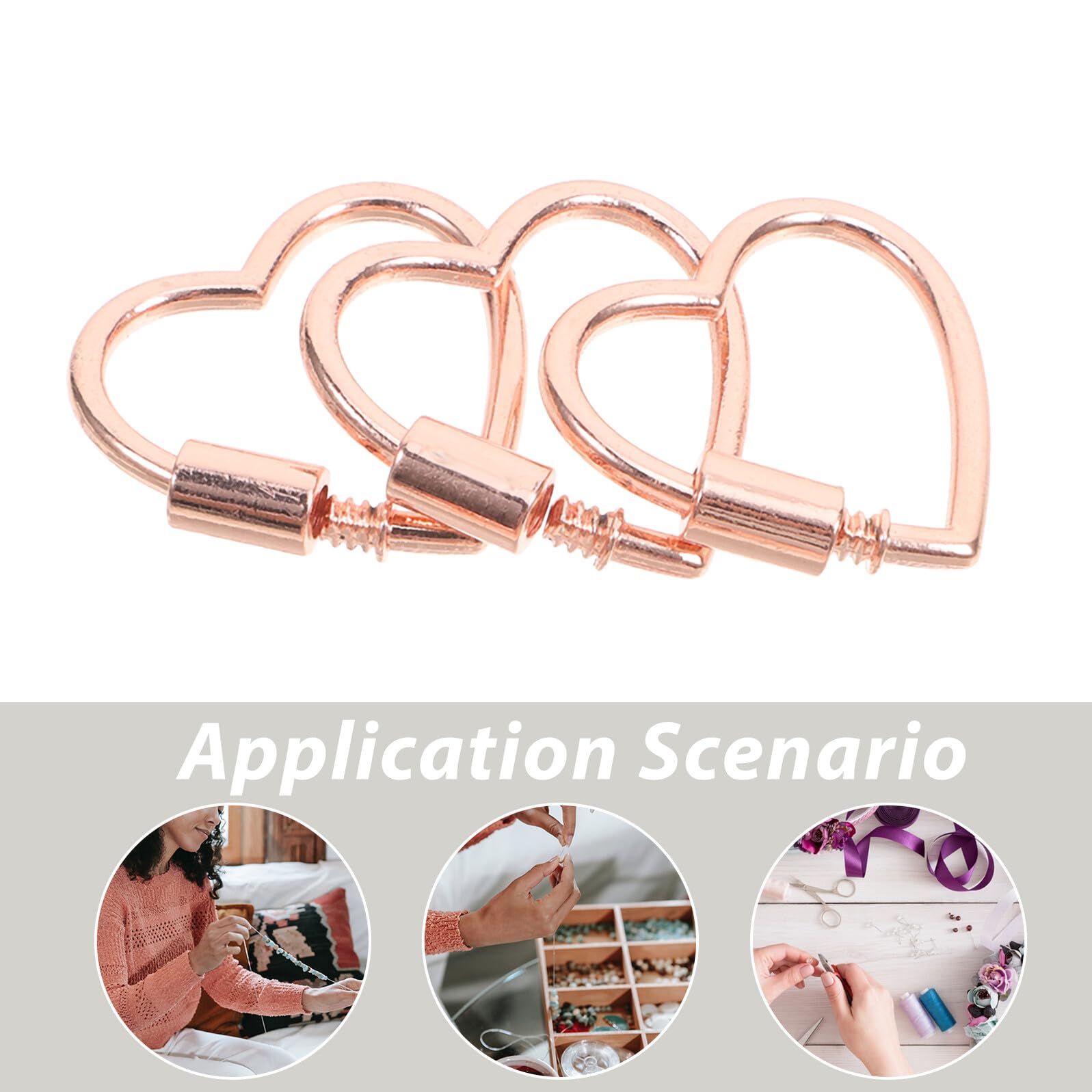 10piezas Conector de Joyería Mosquetón con Cierre de Rosca de Corazón de Aleación para Hacer Pulseras de Joyería Clip Conector para Llavero Soporte para Bolso de Monedero Pack