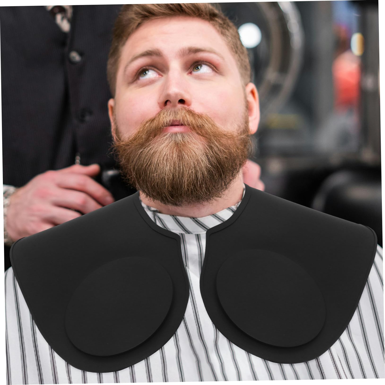 Gatuida Capa de Silicona para Cortar el Cabello Grande Negro Líneas Guía para Peluquería Profesional, Envoltura Ajustable para Cuello, Protección en Salón y Corte de Pelo