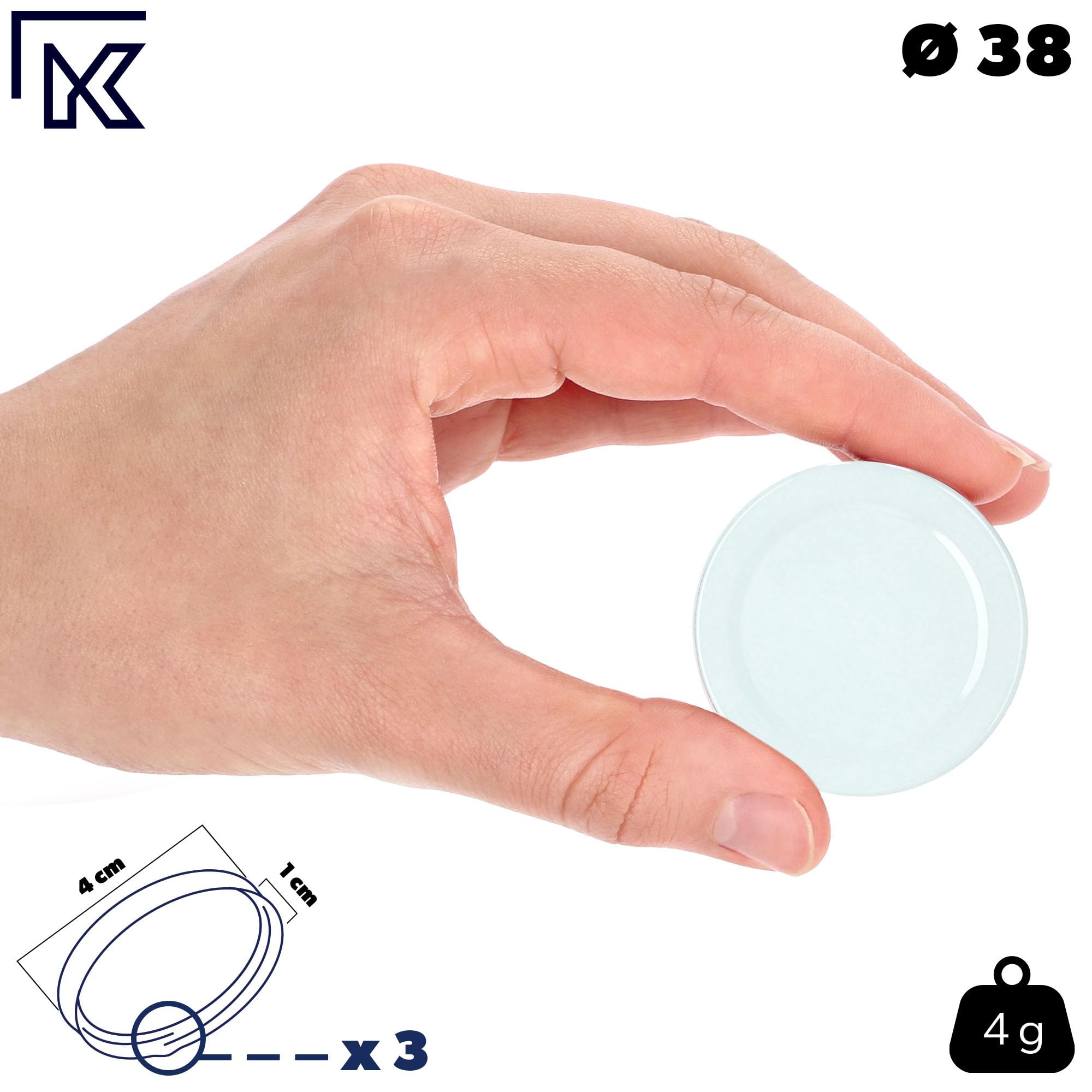 KADAX Set di 100 coperchi a Vite Twist-off Ø38 mm Bianco – coperchi di Ricambio in Metallo per Piccole Bottiglie e barattoli per spezie, Chiusura ermetica