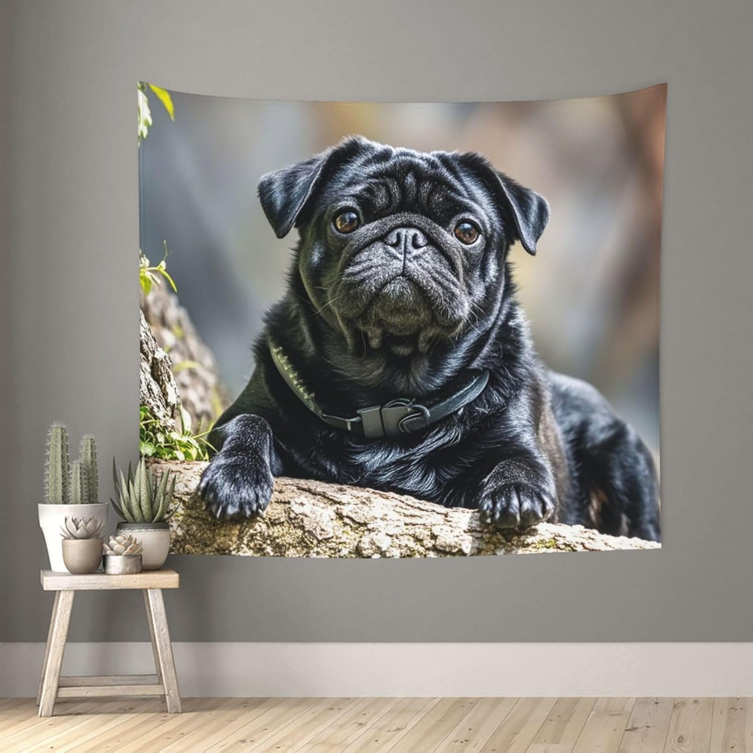 Generisch Wandteppich Mops Wandtuch Mops, Wandteppiche 240x260 cm Tapisserie Wandbehang Stoff Wanddeko für Wohnzimmer Schlafzimmer Wohnheim B-5311