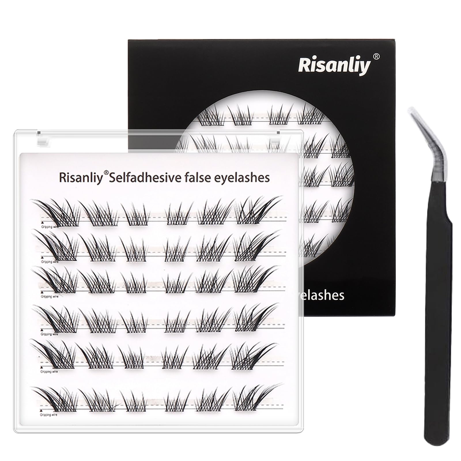Risanliy Self Adhesive Eyelashes No Glue Lash Clusters Dense, 10-16mm Lash Extension Sticking Eyelash Clusters 36pcs Reusable Easy Paste (36Pcs - Fox)