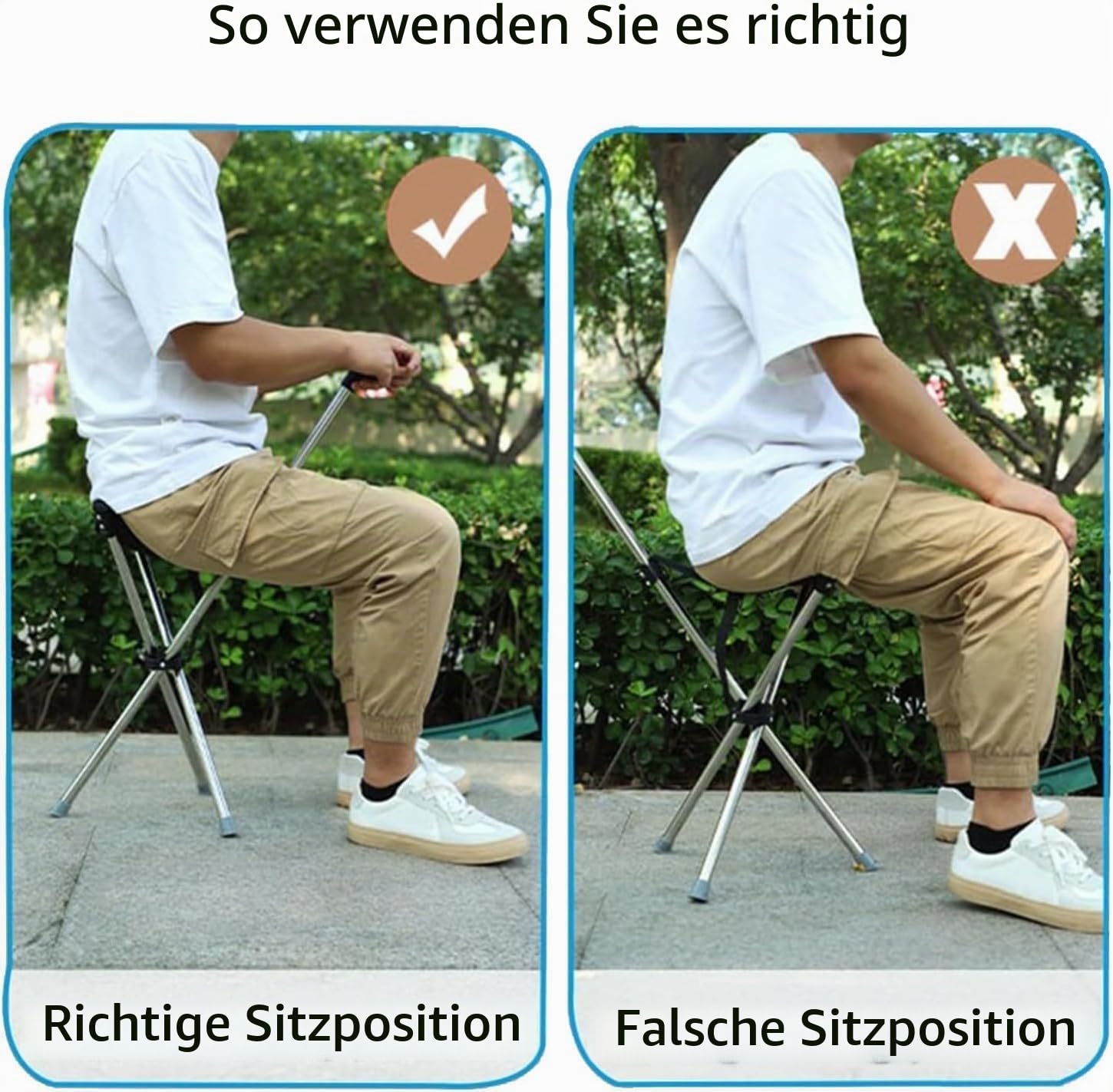 Klappbarer Gehstock für Senioren Aid Stativ Krückenstuhl mit Sitz Gehstock mit Sitz Höhe 86 cm, Nicht Verstellbar Leicht Spazierstock Wanderstock Tragbare Krücke Gehhilfe 3 Beine