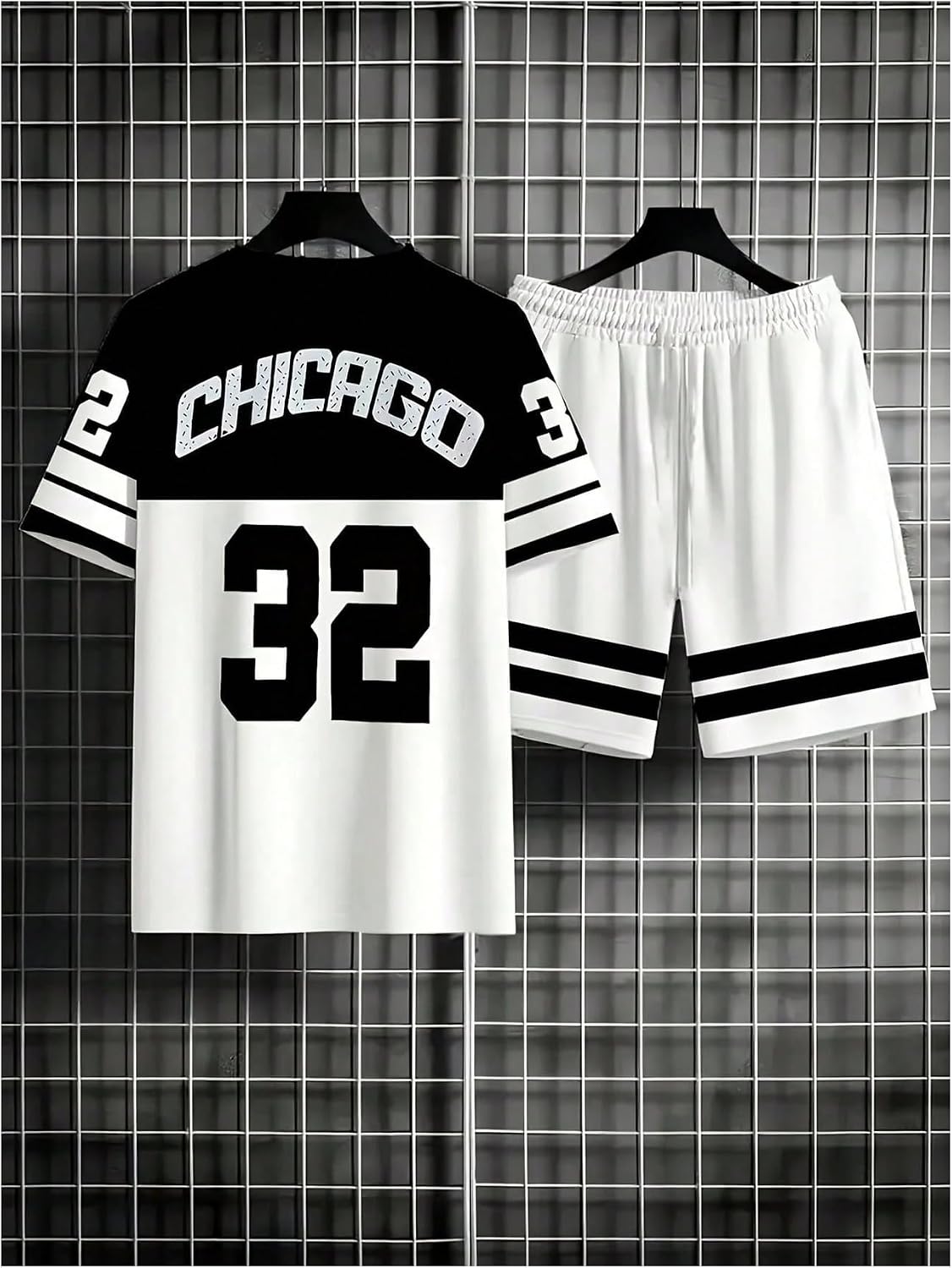 GORGLITTER Men's Y2k Outfits Number Letter Graphic Jersey and Shorts Sets Two Piece Set Tracksuit