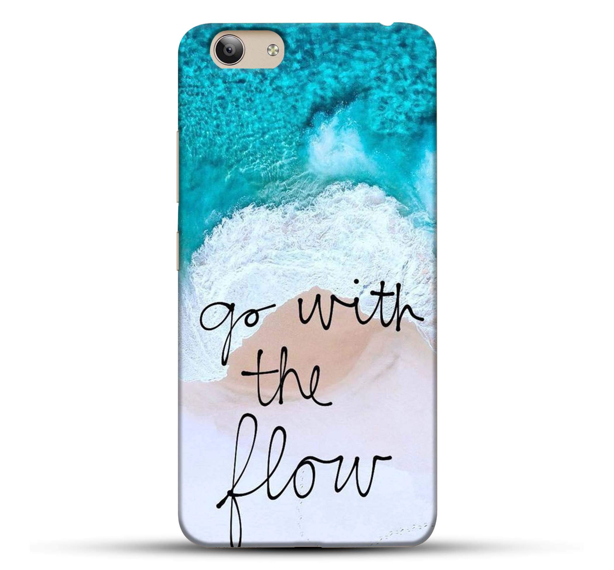 Pikkme Cool Sea Landscape Quote - Go with Flow - Designer Printed Hard Back Case and Cover for Vivo Y53