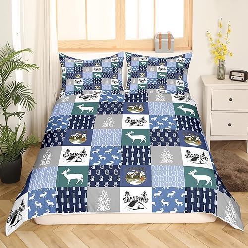 Miniatura 7 de Feelyou Funda de edredón para cámper, tamaño Queen, funda de edredón de camping feliz, juego de ropa de cama de camping para caravana, juego de ropa
