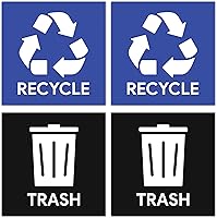 Vista 1 de 4 calcomanías de basura y reciclaje, resistentes a la intemperie, para interiores y exteriores, para basura, cuadrados de 5 pulgadas