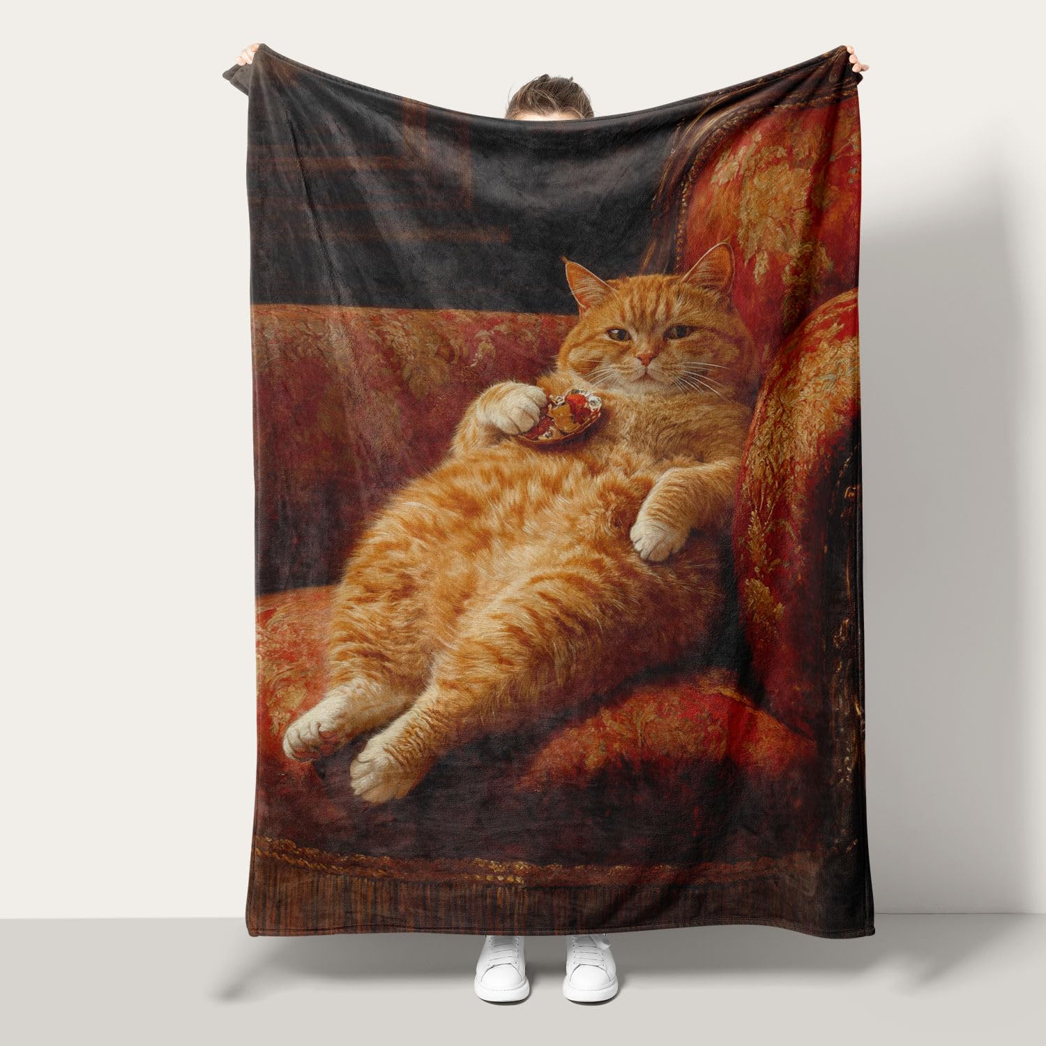 Couverture de voyage 100x130cm compacte et isolante motif chat