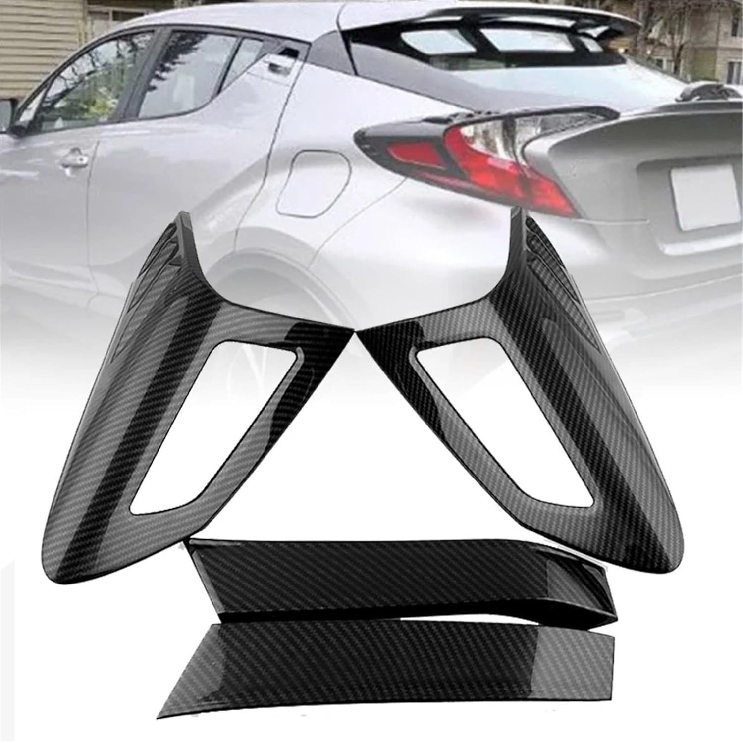 Carbon Fiber Style Rear Back Lamp Tail Light Cover Trim Compatible For Toyota CHR C-HR 2016-2018